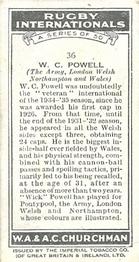 1935 Churchman’s Rugby Internationals #36 Wick Powell Back